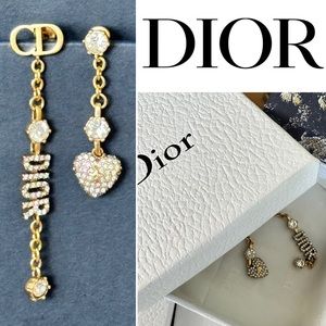 DIOR Tribales Dior Crystal Heart Asymetrical Earrings